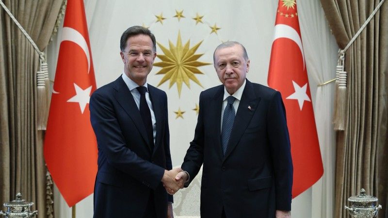 President of Türkiye Recep Tayyip Erdoğan meeting with NATO Secretary General Mark Rutte ahead of the 36th NATO Summit in Ankara.