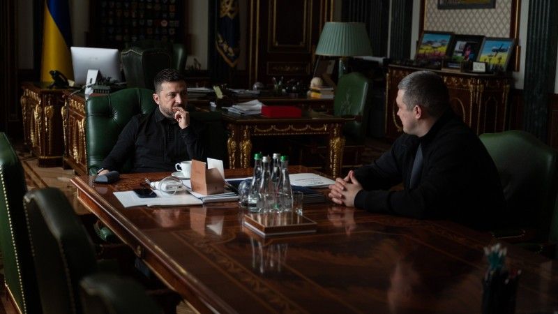 Spotkanie prezydenta Ukrainy Wołodymyra Zelenskiego z  Mychajło Fiodorowem, minisrem obrony Ukrainy. 12 lipca 2026 r.