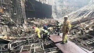 Russian Crocus City Hall amphitheater interiors, day after terrorist attack on 22 March 2024