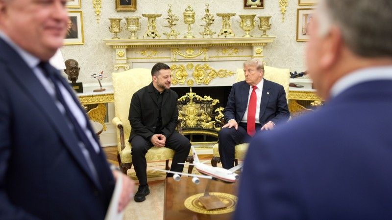 Ukrainian President Volodymyr Zelenskyy meeting with the U.S. President Donald Trump
