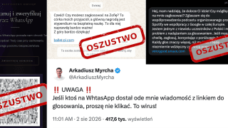 Wiadomości rozsyłane przez cyberprzestępców na WhastApp.