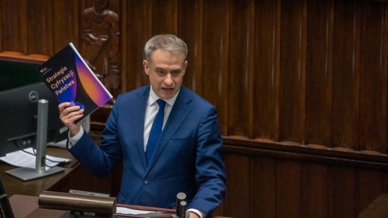 Krzysztof Gawkowski, wicepremier i minister cyfryzacji, podczas wystąpienia w Sejmie.