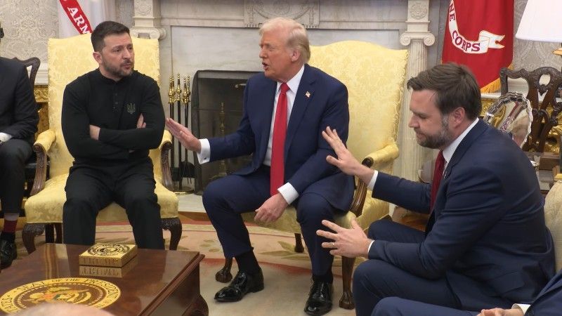 U.S. President Donald Trump and Vice President JD Vance clash with Ukrainian President Volodymyr Zelenskyy during an Oval Office meeting on February 28, 2025