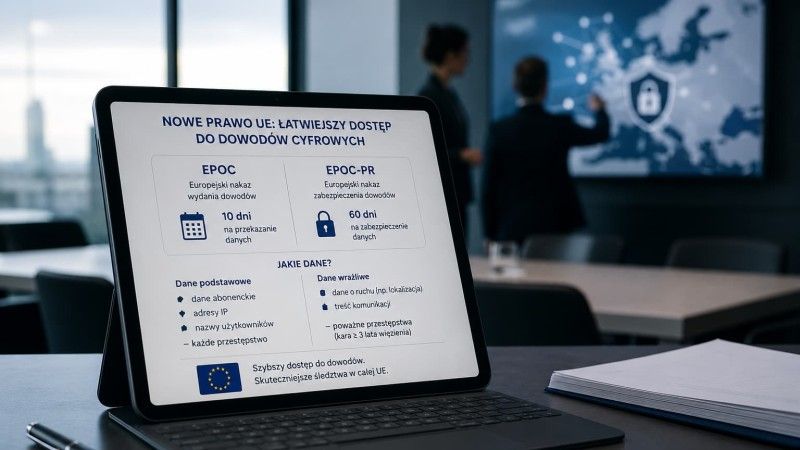 Analityk pracuje przy komputerze z ekranem przedstawiającym zabezpieczone dane cyfrowe i system kontroli dostępu.