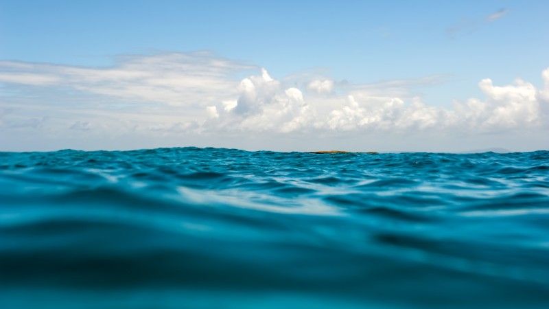 powierzchnia oceanu pod błękitnym niebem