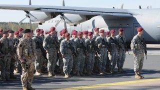 A company from 173rd IBCT arrives in Riga, Latvia in April 2014.