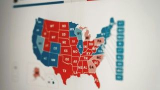A US election results map on a computer screen.