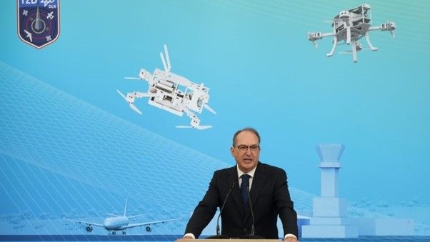 German Interior Minister Alexander Dobrindt at the opening of the Technology Centre for Drone Security in Cochstedt.
