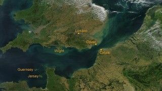 Satellite photo of the Strait of Dover (English Channel).