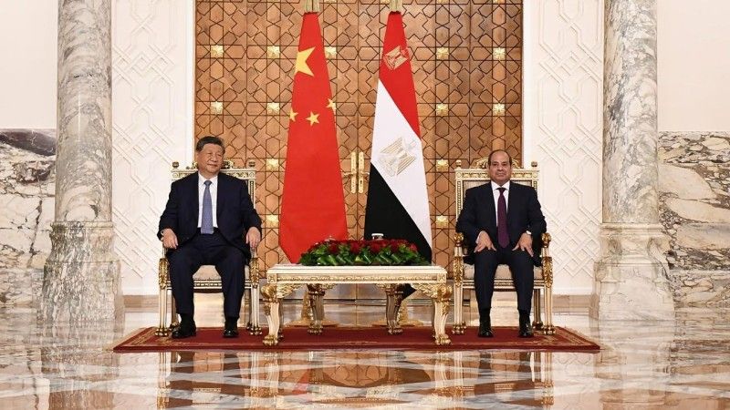 Chinese leader Xi Jinping meeting with President of Egypt Abdel Fattah El-Sisi.