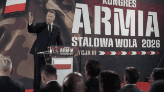 Kandydat PiS na premiera Przemysław Czarnek podczas Kongresu Armia w Stalowej Woli.