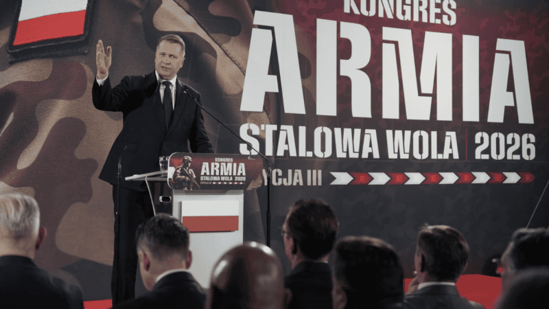 Kandydat PiS na premiera Przemysław Czarnek podczas Kongresu Armia w Stalowej Woli.