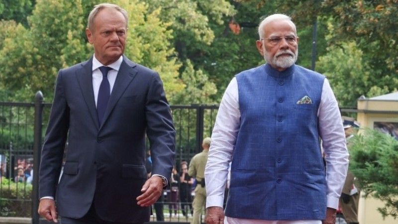 Donald Tusk and Narenda Modi in Warsaw