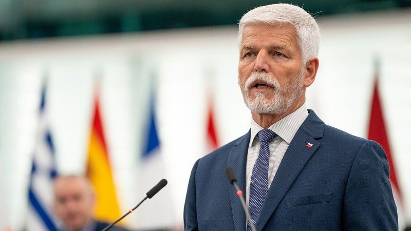 Prezydent Czech Petr Pavel w trakcie przemówienia - zdjęcie poglądowe